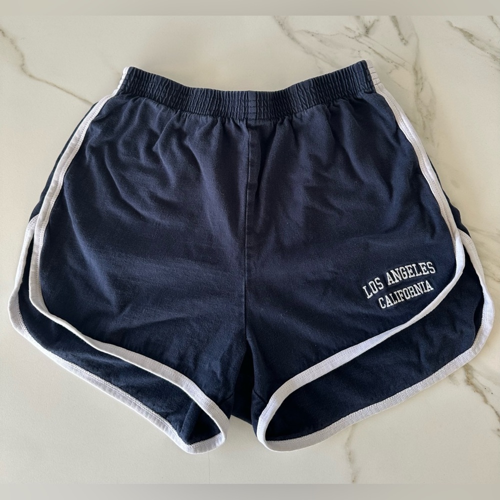 Brandy Melville Navy Blue Athletic Shorts with White Trim